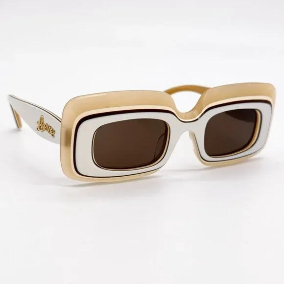 NEW LOEWE LW40139U 25E WOMEN SUNGLASSES WHITE/BROWN SQUARE LOEWE EYEWEAR Loewe Smoke Sport Ladies Sunglasses LW40139U 20A 47  main image 3